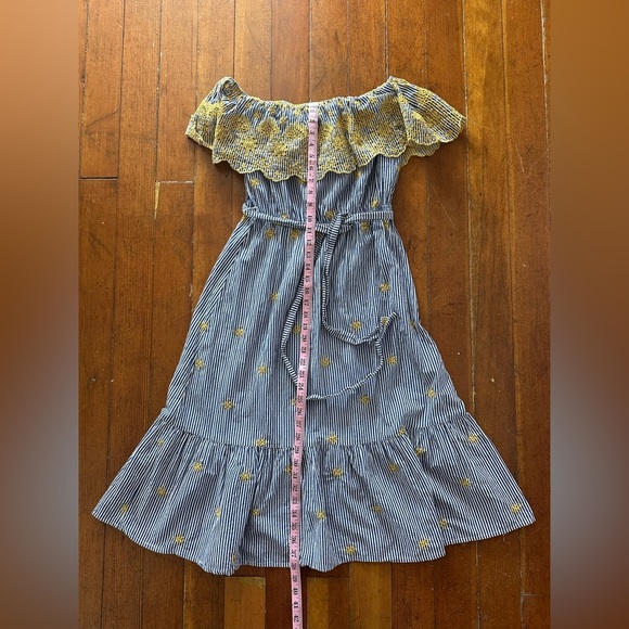 Flying Tomato Cotton Blend Embroidered Off-Shoulder Striped Sundress SZ M - Picture 8 of 9